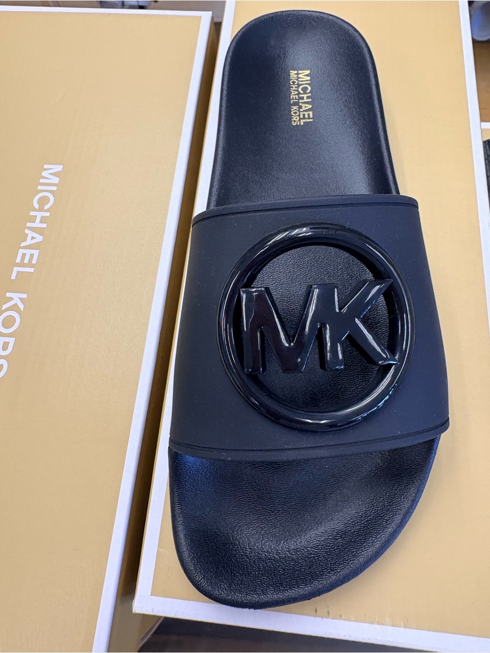 Michael Kors Men's Black MK Emblem Slide Sandal